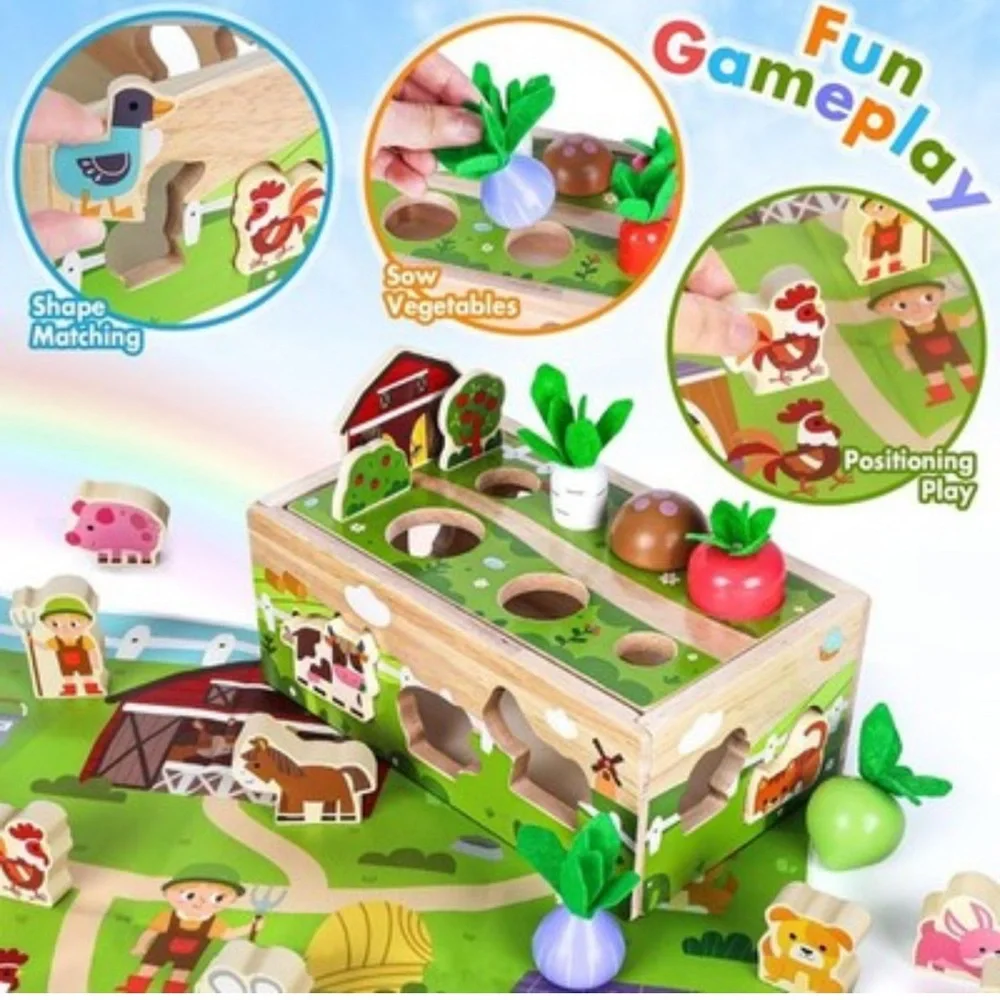 Montessori farm animal shape sorter toy.